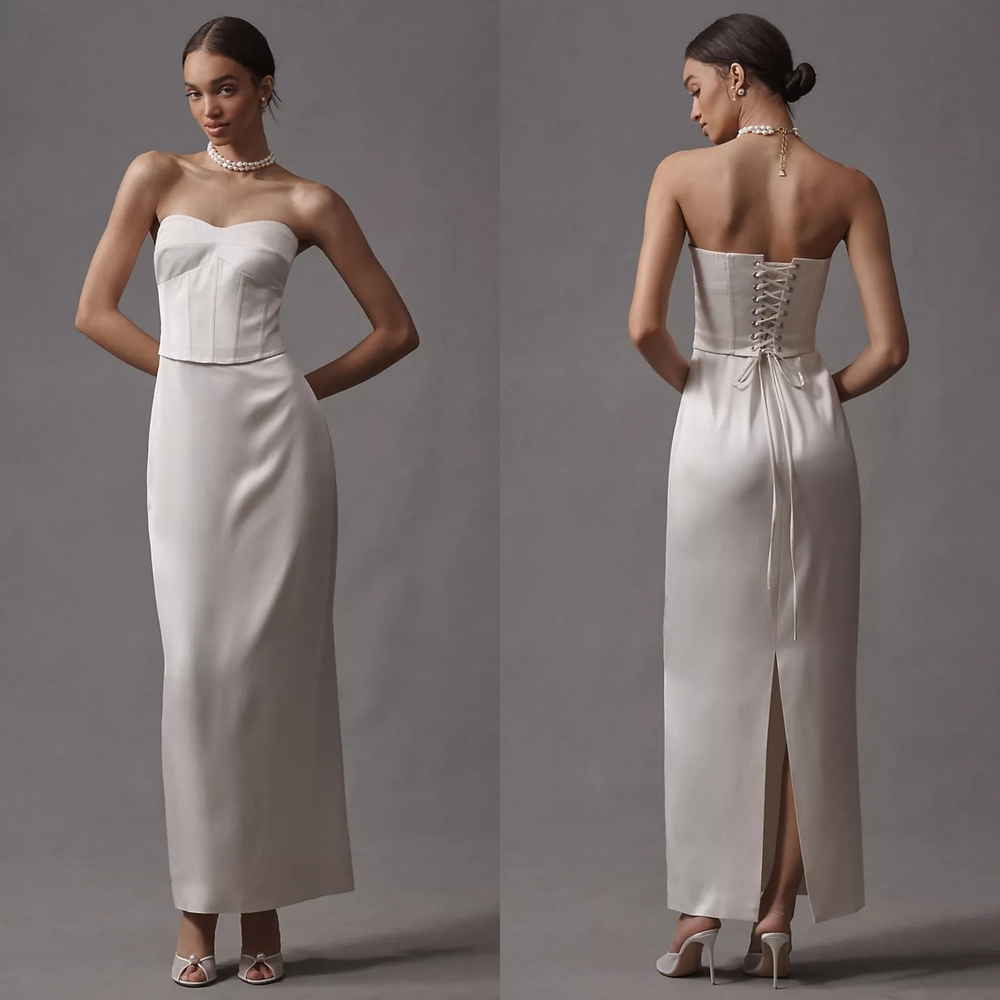 SZ 10 NWT Reformation Ariyah Corset Satin Maxi Dress Off White Wedding